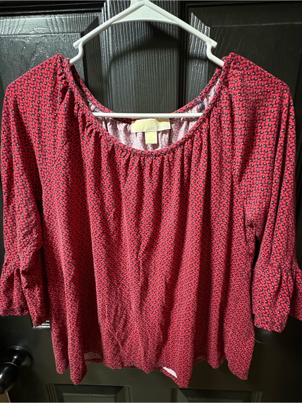 MICHAEL Michael Kors Red Printed Peasant Top